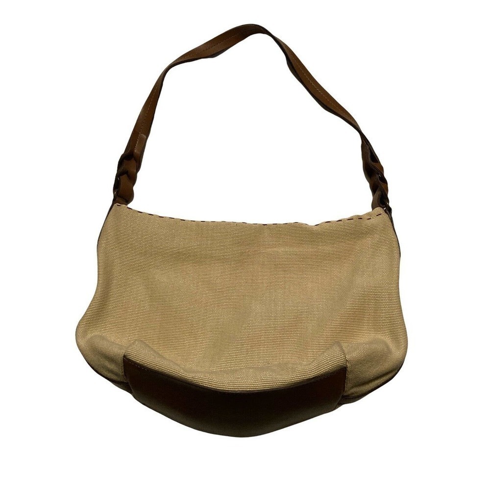 Fossil Woven Tan Brown Leather Hobo Boho Shoulder Hand Bag Purse